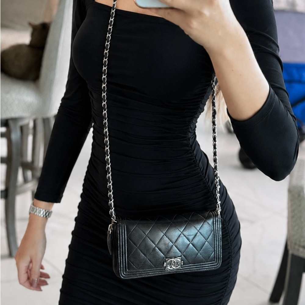 Chanel Boy Wallet on Chain Crossbody Black